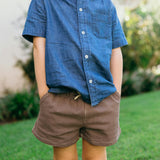 boys cocoa gingham ultra-soft twill shorts
