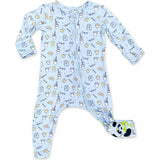 Milk and Cookies Blue Bamboo Convertible Footie