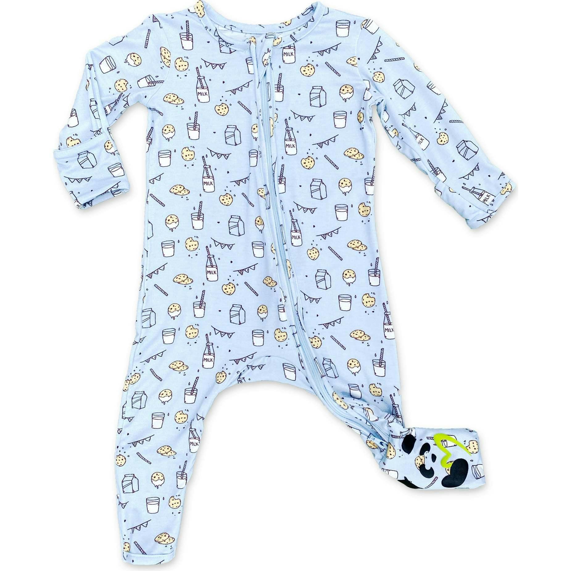 Milk and Cookies Blue Bamboo Convertible Footie