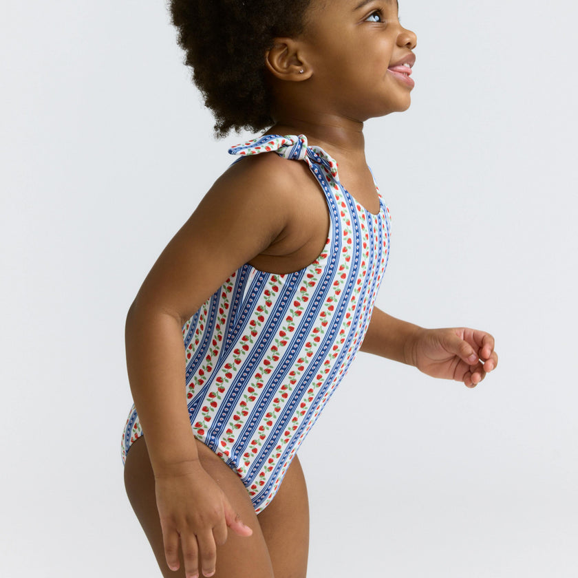 girls strawberry patch tie knot one piece