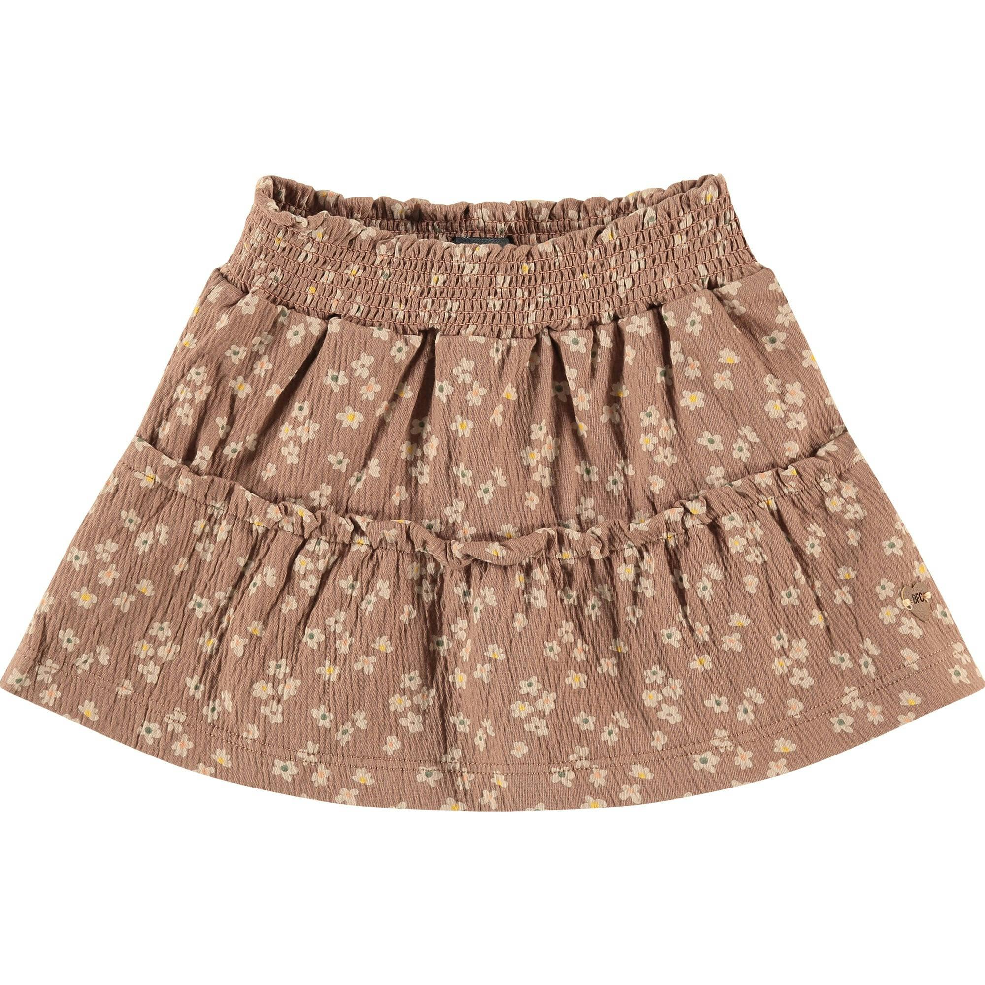 Tiered All-Over Floral Graphic Print Cinched Waist Skirt