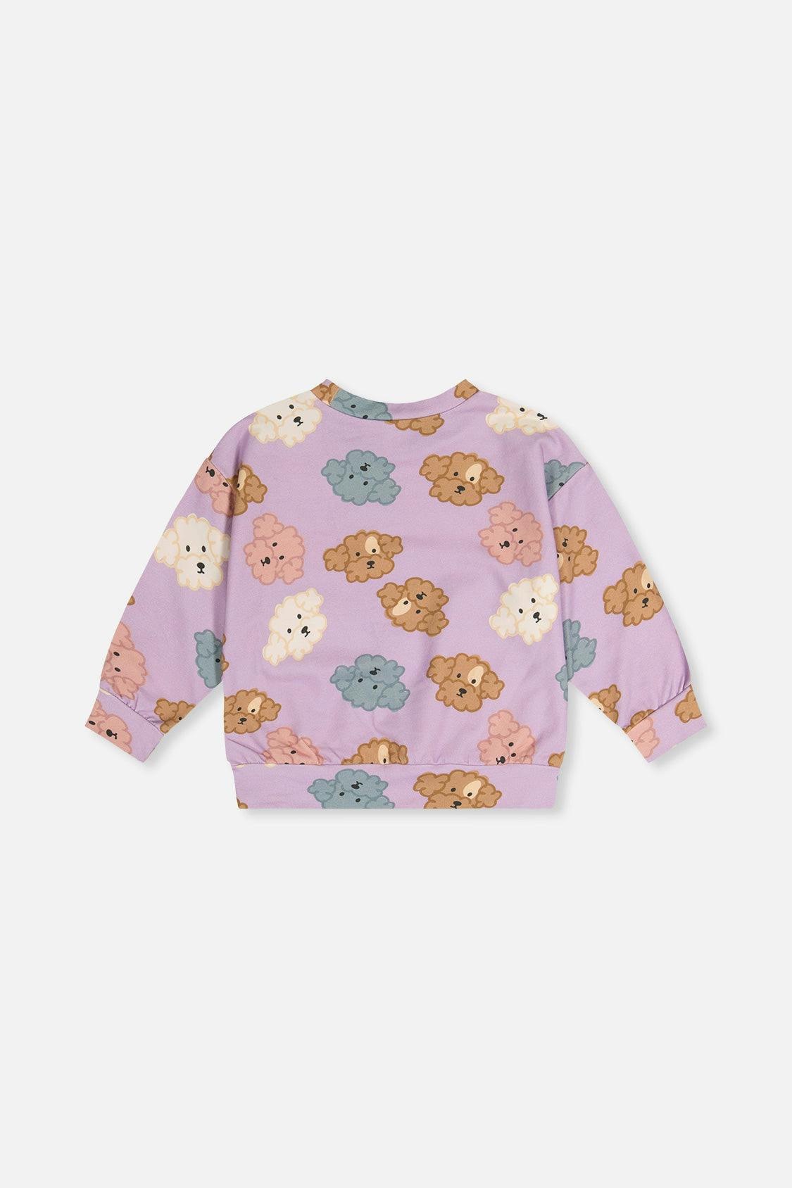 Printed Sweatshirt Purple Poodle Print