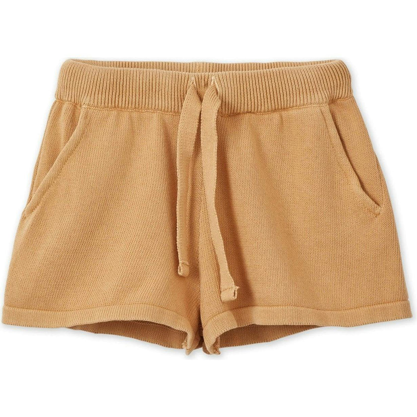 Organic Cotton Knit Shorts, Tan