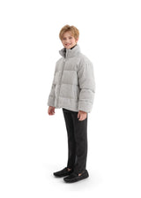 Gray Puffer Jacket with High Collar