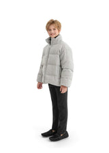 Gray Puffer Jacket with High Collar