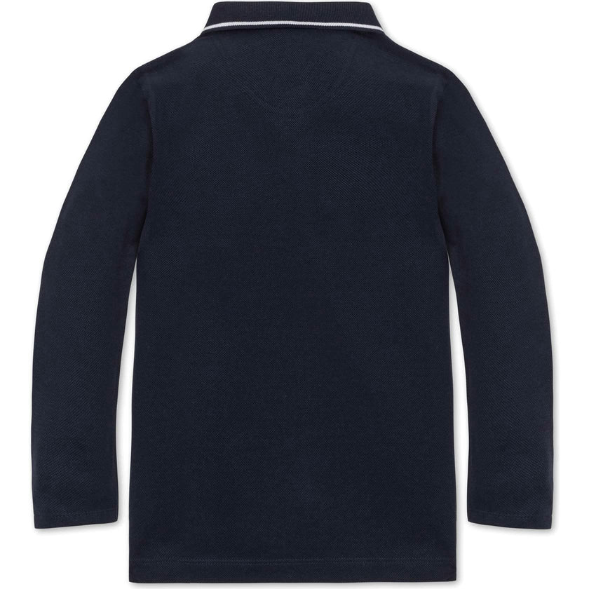 Organic Long Sleeve Colorblock Jersey Polo, Blue