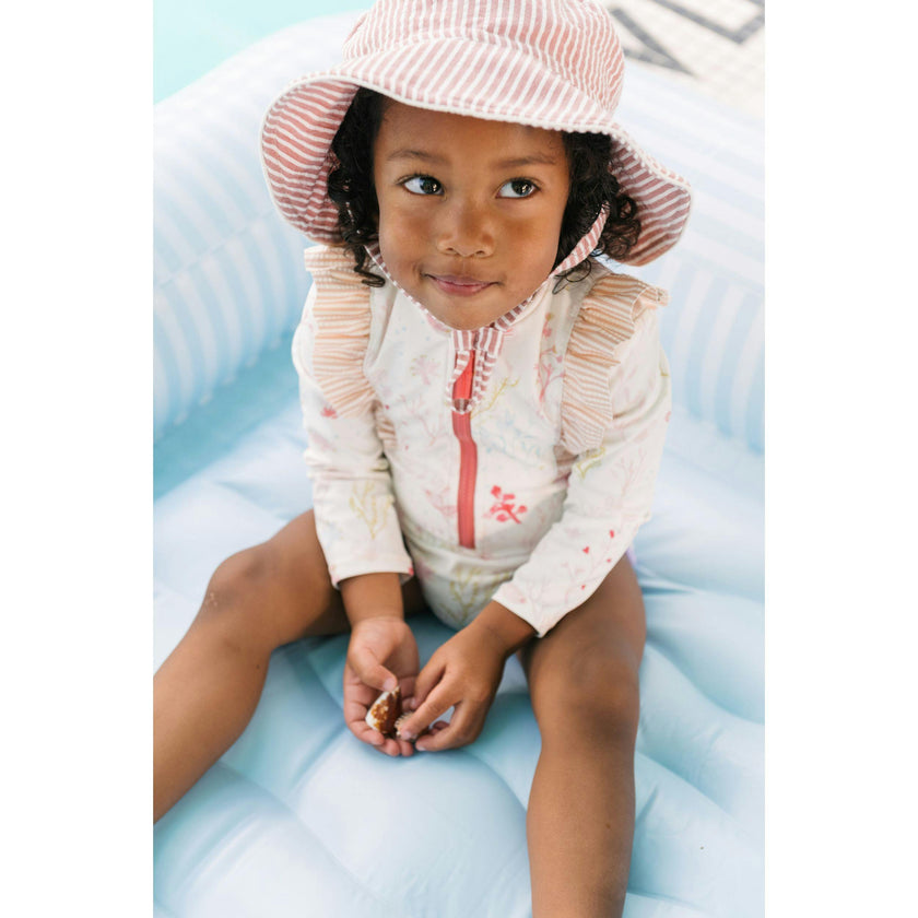 Swim Long Sleeve Ruffle One-Piece - Sea Bloom
