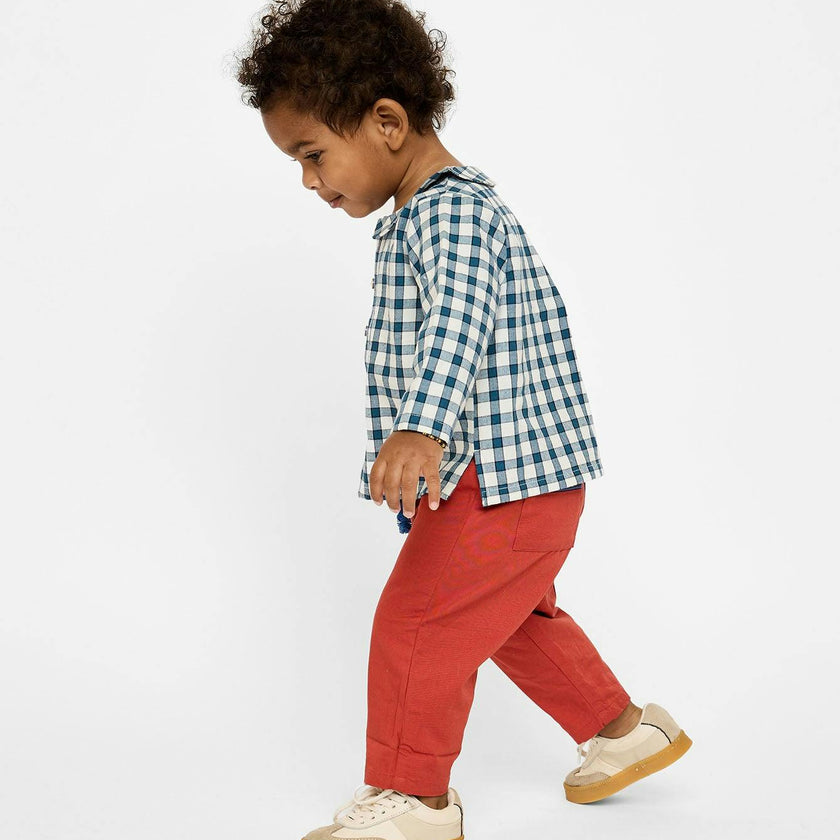 Jefferson Baby Shirt, Blue Picnic Check