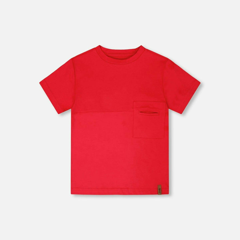 Organic Cotton Colorblock Jersey T-Shirt With Chest Pocket