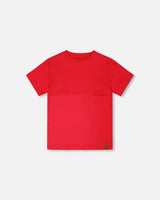 Organic Cotton Colorblock Jersey T-Shirt With Chest Pocket