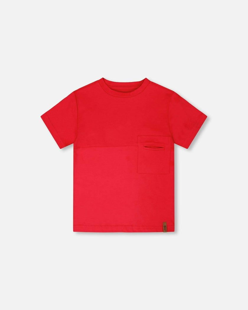 Organic Cotton Colorblock Jersey T-Shirt With Chest Pocket