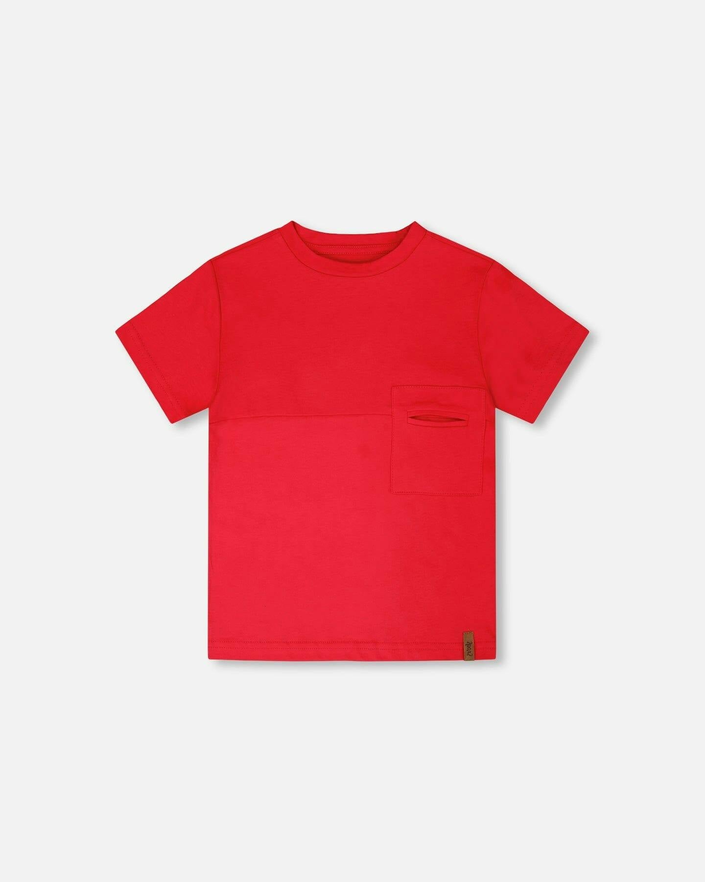 Organic Cotton Colorblock Jersey T-Shirt With Chest Pocket