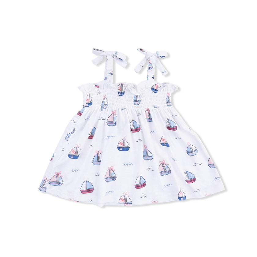 Bubbly Sailboats Pink - Smocked Top & Bike Short