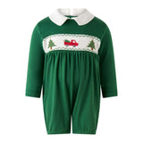 Pima Christmas Tree Smocked Babysuit