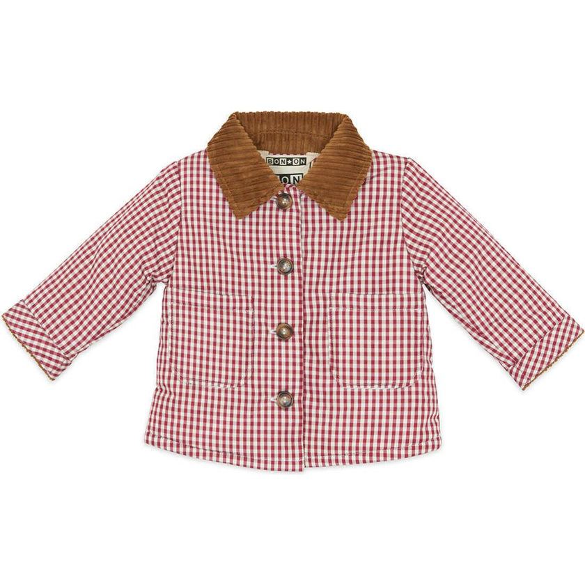 BONTON Marcel Gingham Baby Jacket - Red and White