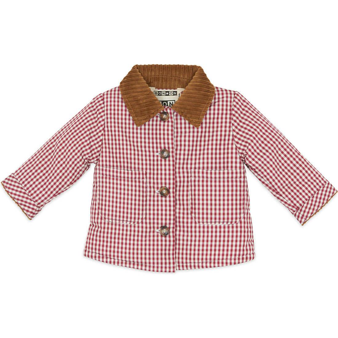 BONTON Marcel Gingham Baby Jacket - Red and White
