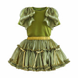 Green Gold Valora Ruffle Skirt Set