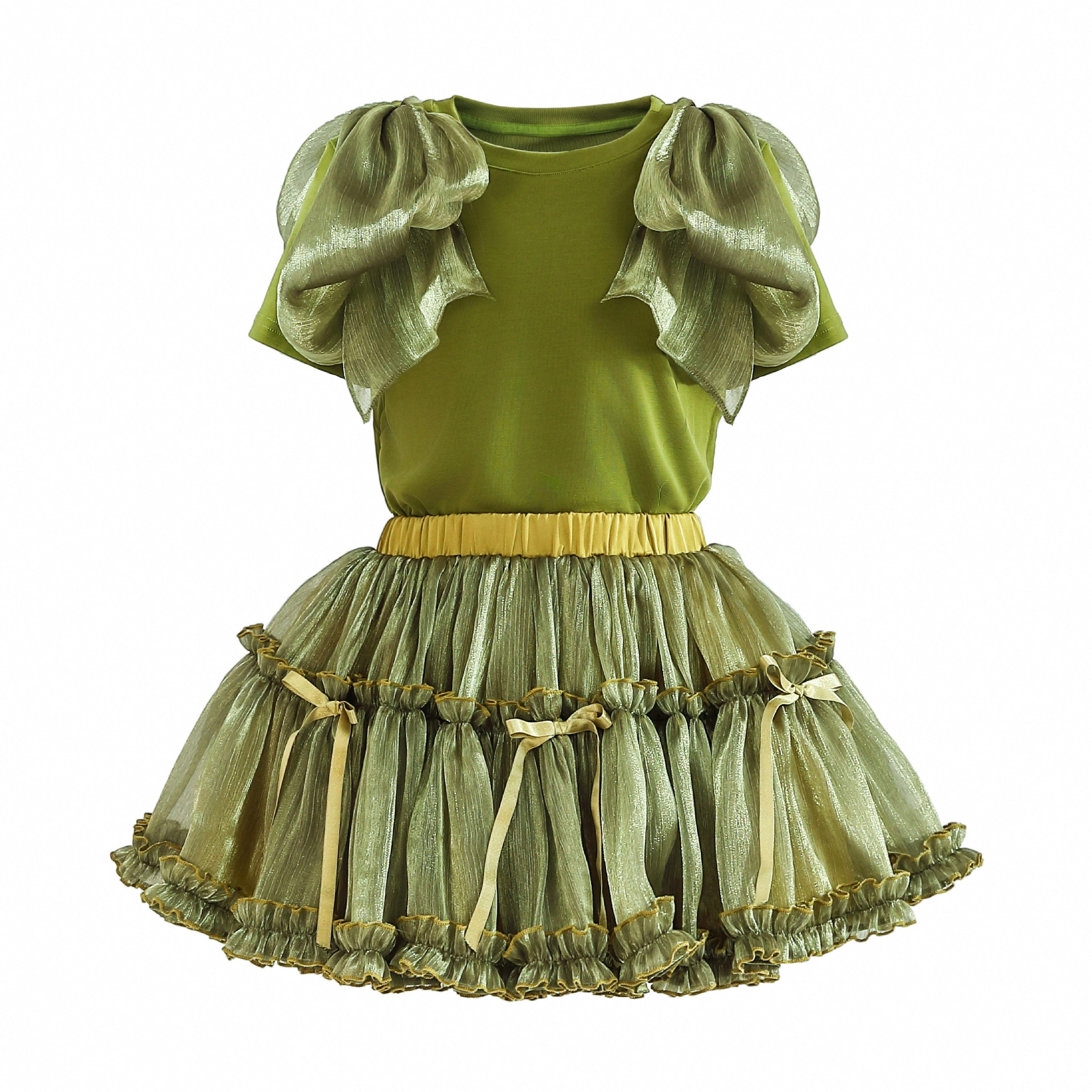 Green Gold Valora Ruffle Skirt Set