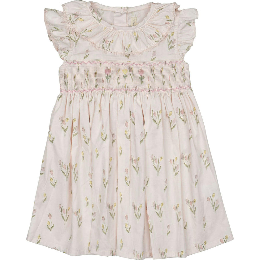 Smock Flutter Dress in Dancing Tulips