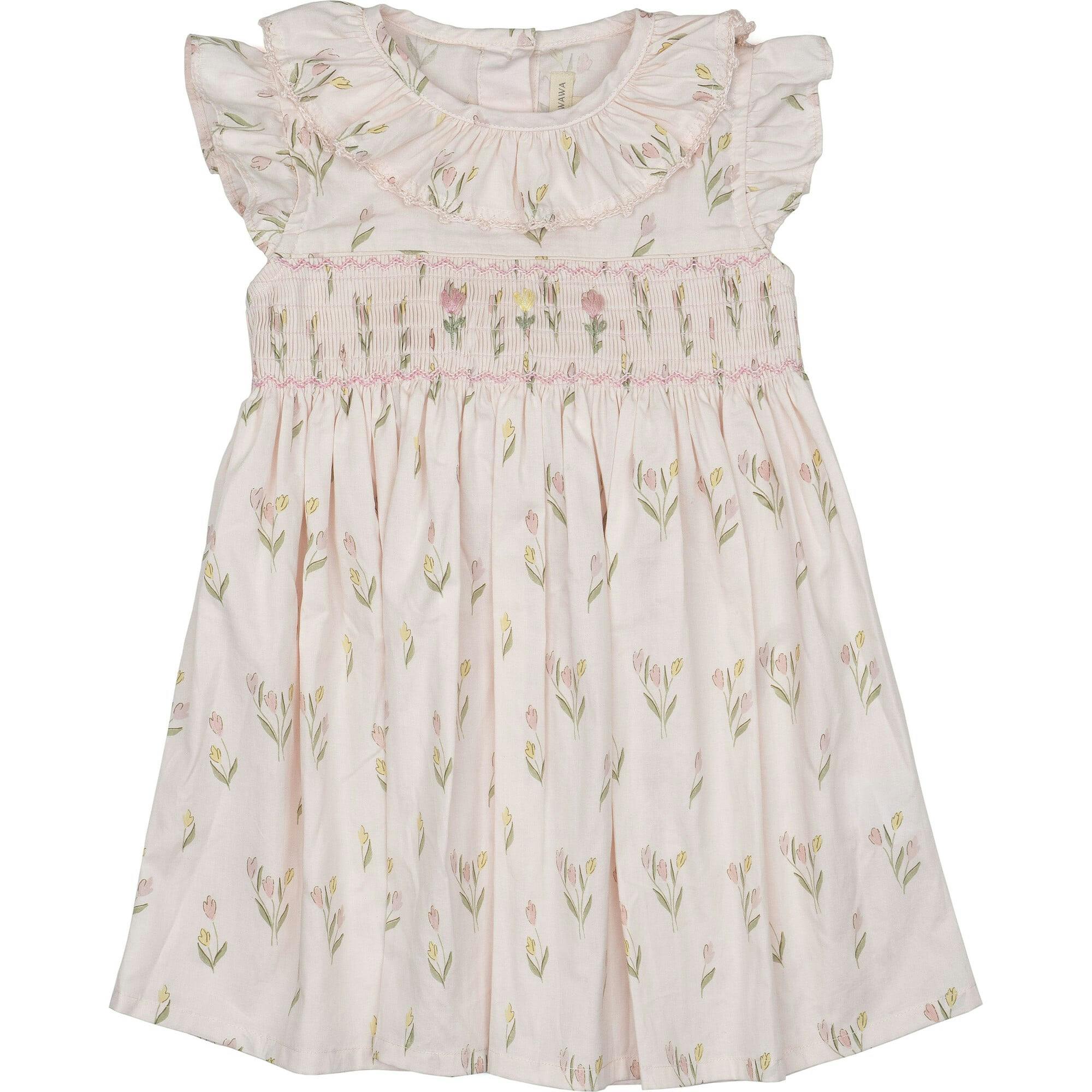 Smock Flutter Dress in Dancing Tulips