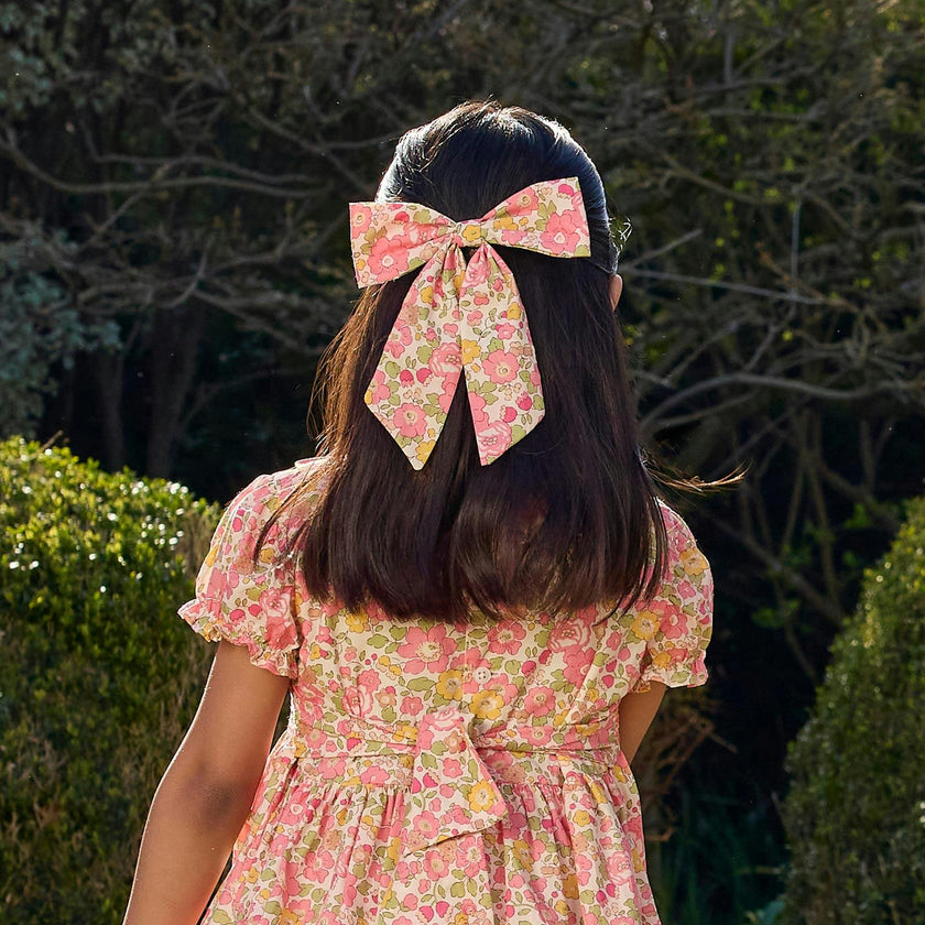 Extra Large Bow Hair Clip in Peach Sparkle Betsy