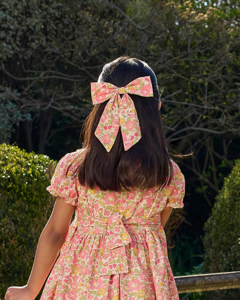 Extra Large Bow Hair Clip in Peach Sparkle Betsy