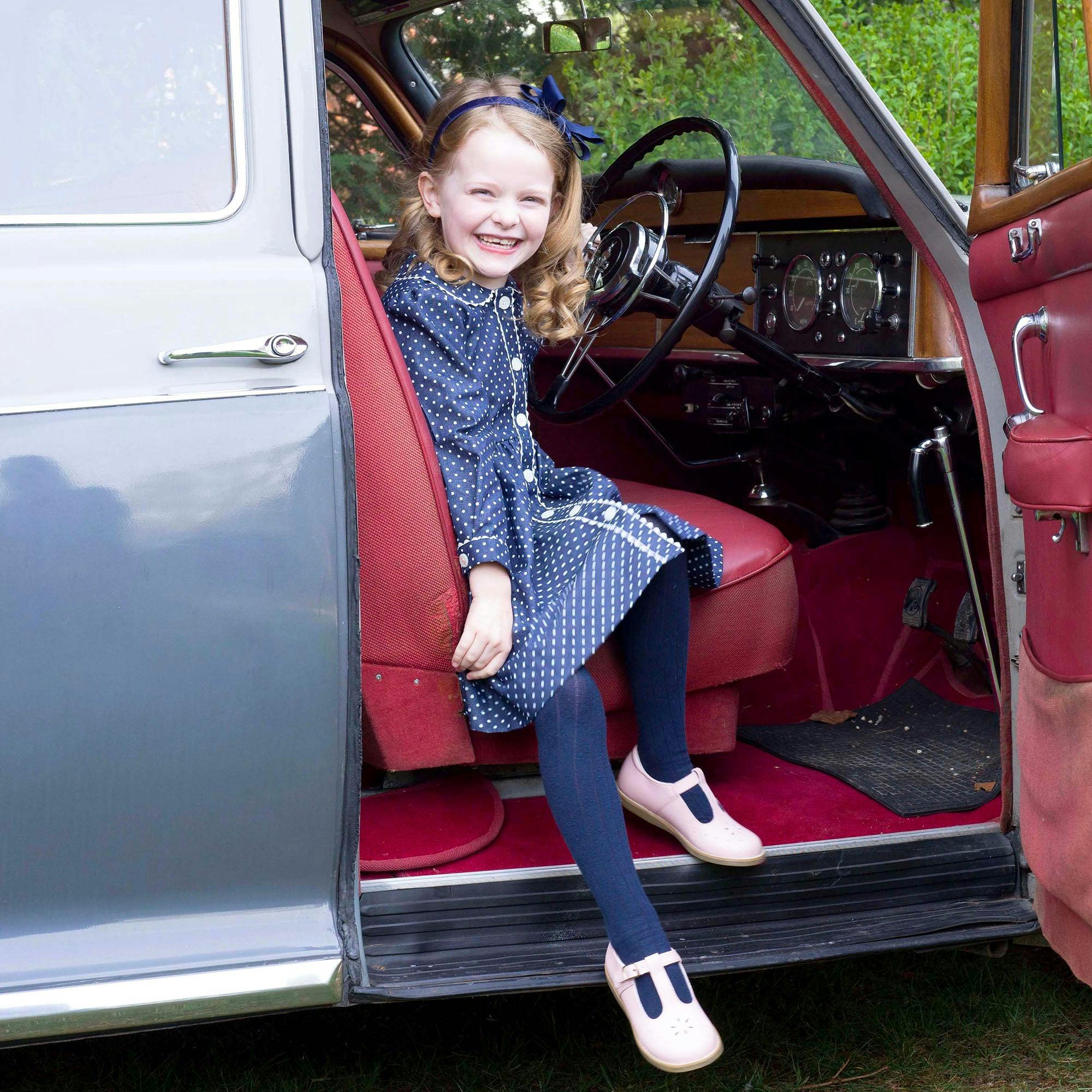 Polka Dot Button-Front Chambray Dress