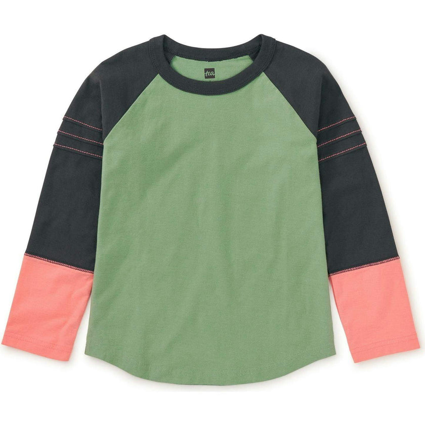Explorer Colorblock Raglan Long Sleeve Pintuck T-Shirt, Green
