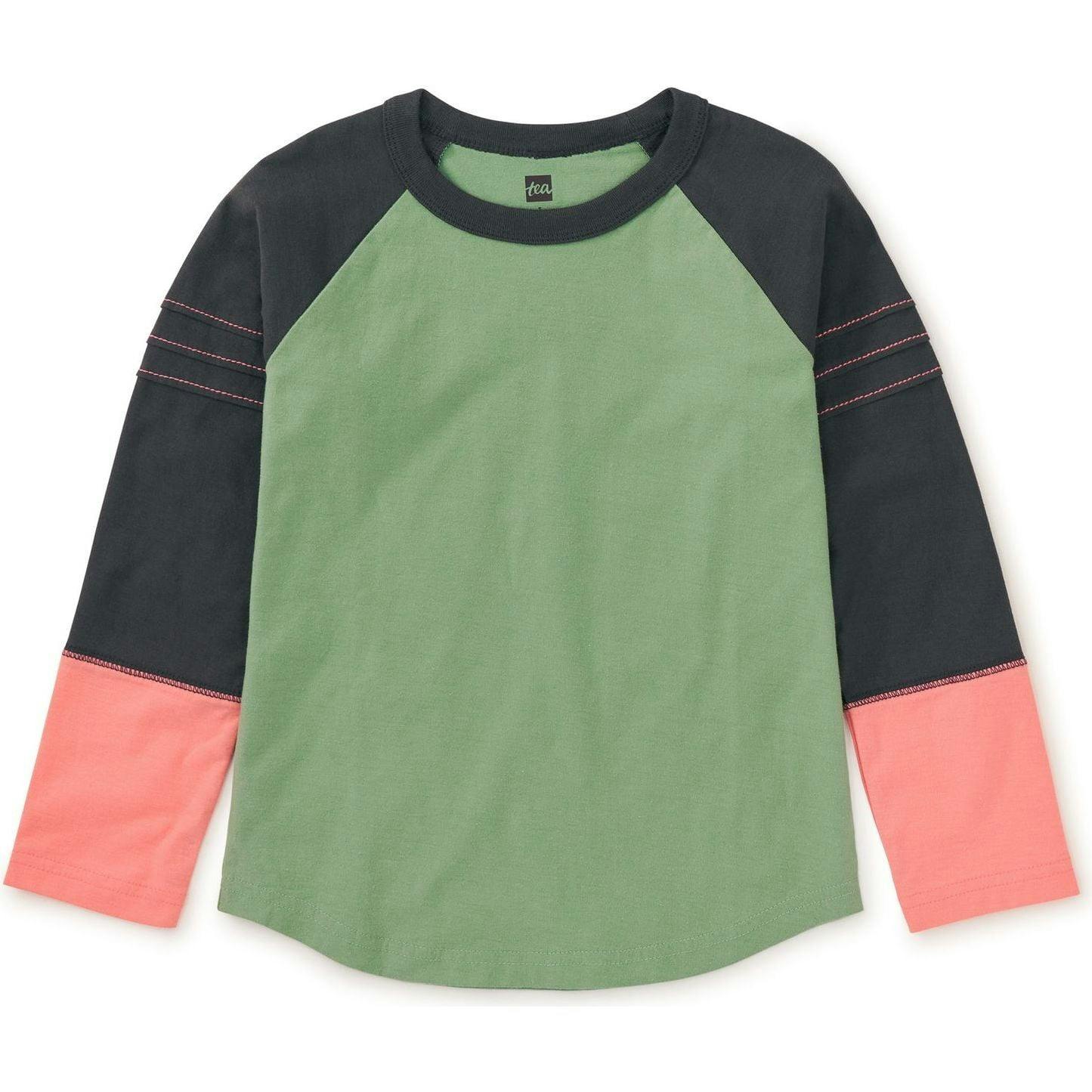Explorer Colorblock Raglan Long Sleeve Pintuck T-Shirt, Green