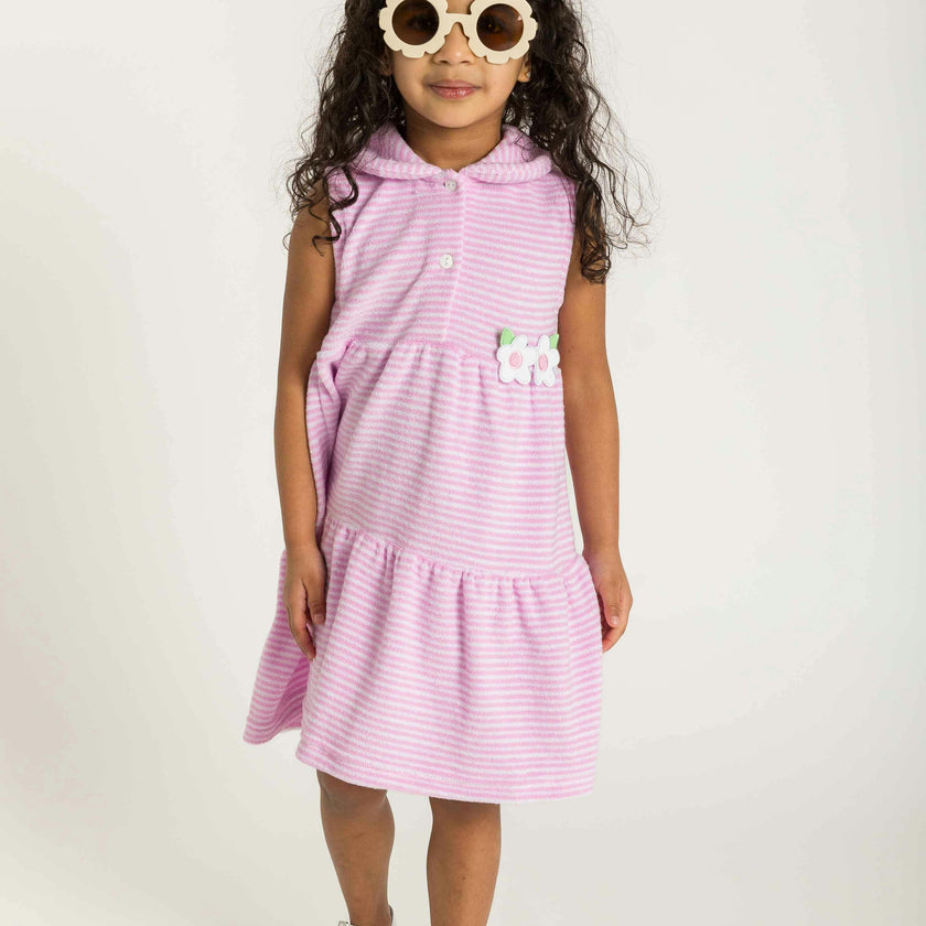 Stripe Terry Dress with Flowers