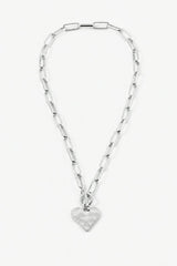 Hammered Heart Toggle Necklace