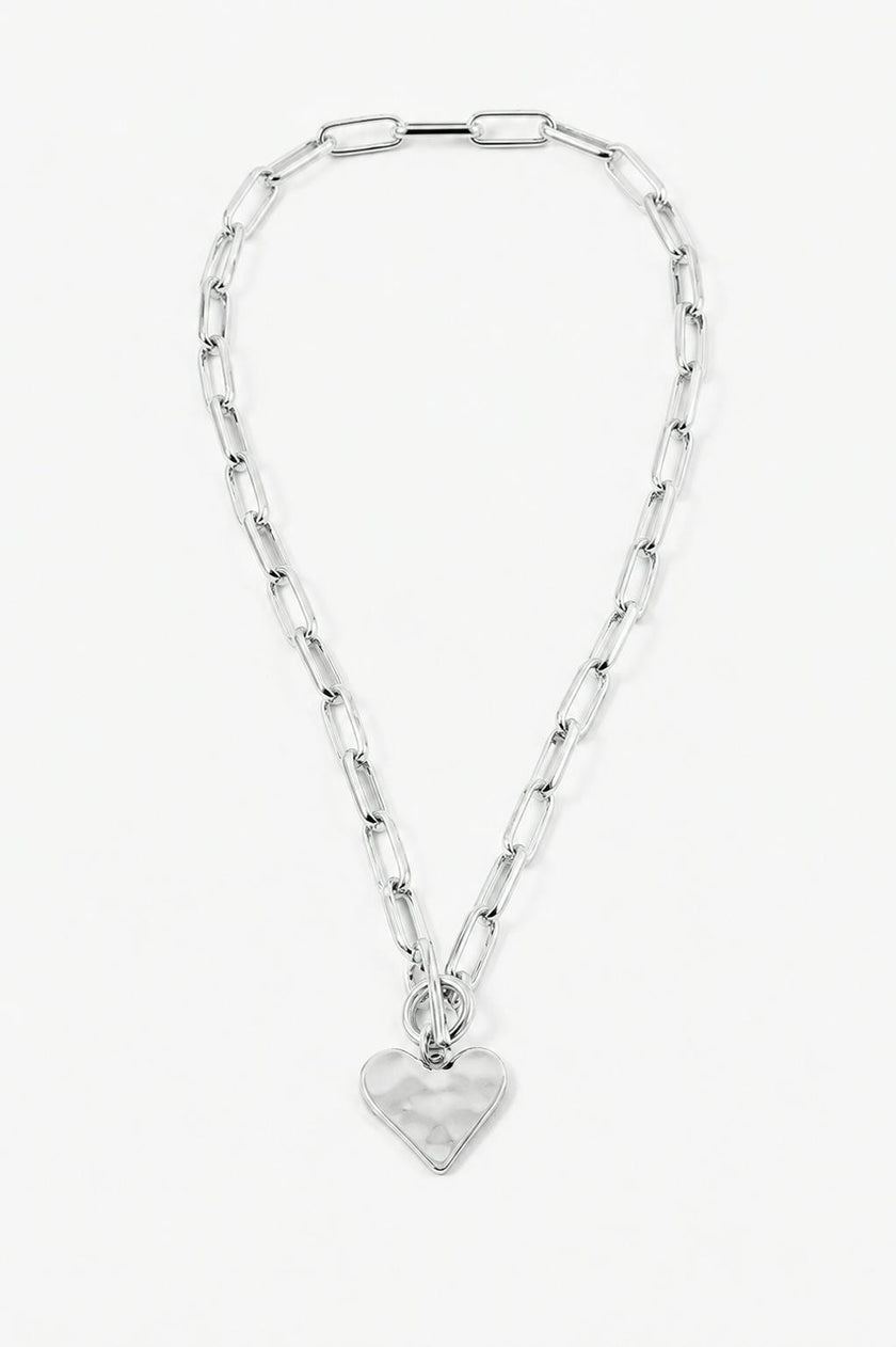 Hammered Heart Toggle Necklace