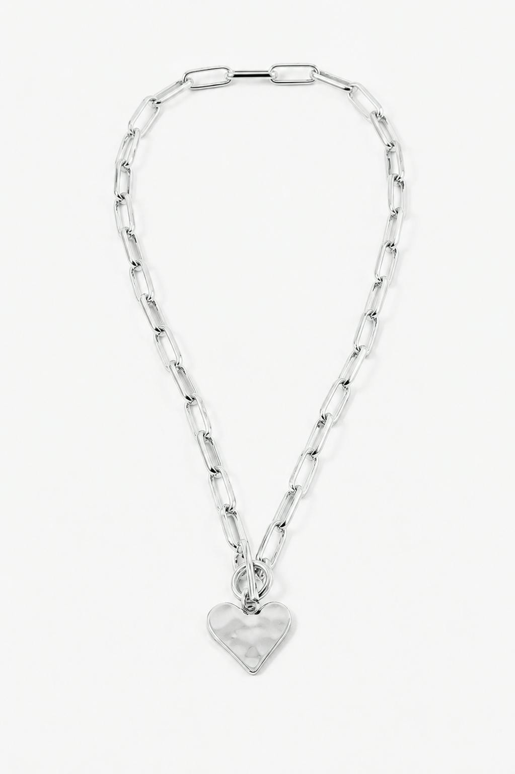 Hammered Heart Toggle Necklace