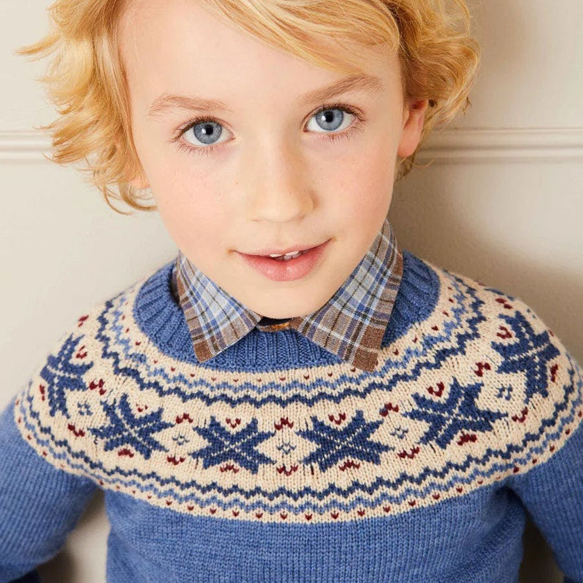 Classic Fair Isle Jumper in Blue (18mths-10yrs)