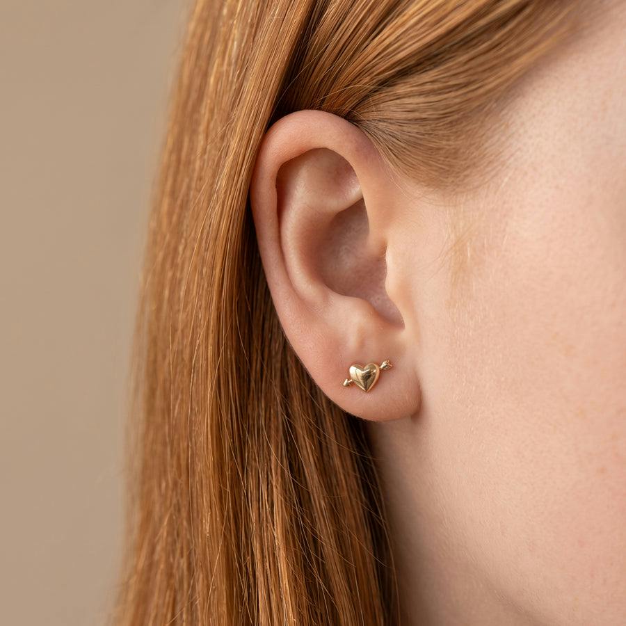Heart with Arrow Stud Earrings