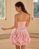 Light Pink Alerche Strapless Satin Dress