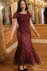 Frida Skirt in Garnet Tinsel Plaid
