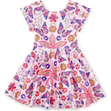 Button Back Skirted Dress, Pink