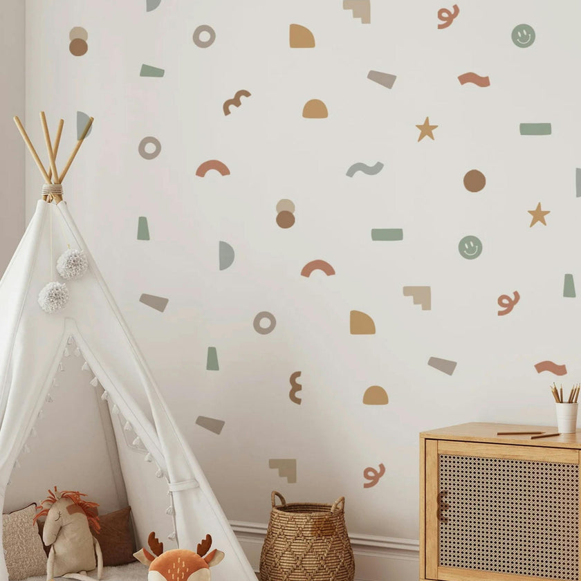Peel & Stick Fabric Wall Stickers - Abstract Shapes (Earth