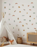 Peel & Stick Fabric Wall Stickers - Abstract Shapes (Earth