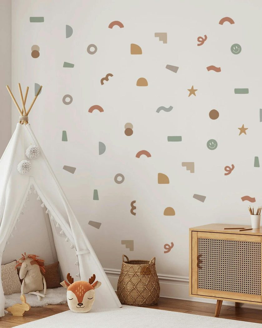 Peel & Stick Fabric Wall Stickers - Abstract Shapes (Earth