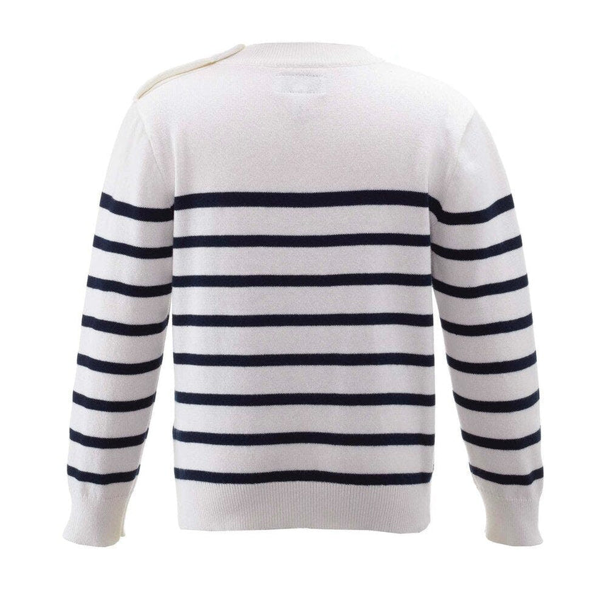 Breton Striped Button-Shoulder Sweater
