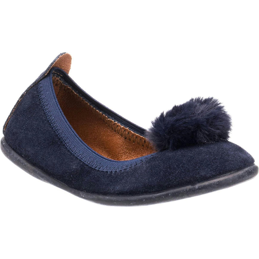 Suede Pom Pom Ballerina