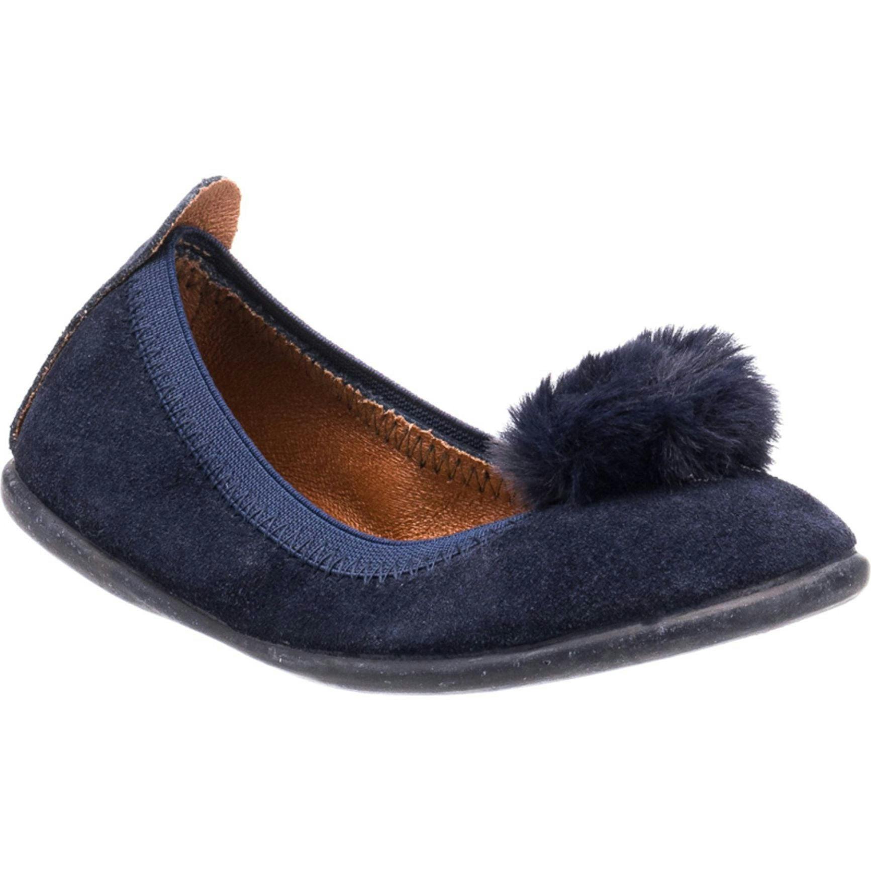 Suede Pom Pom Ballerina