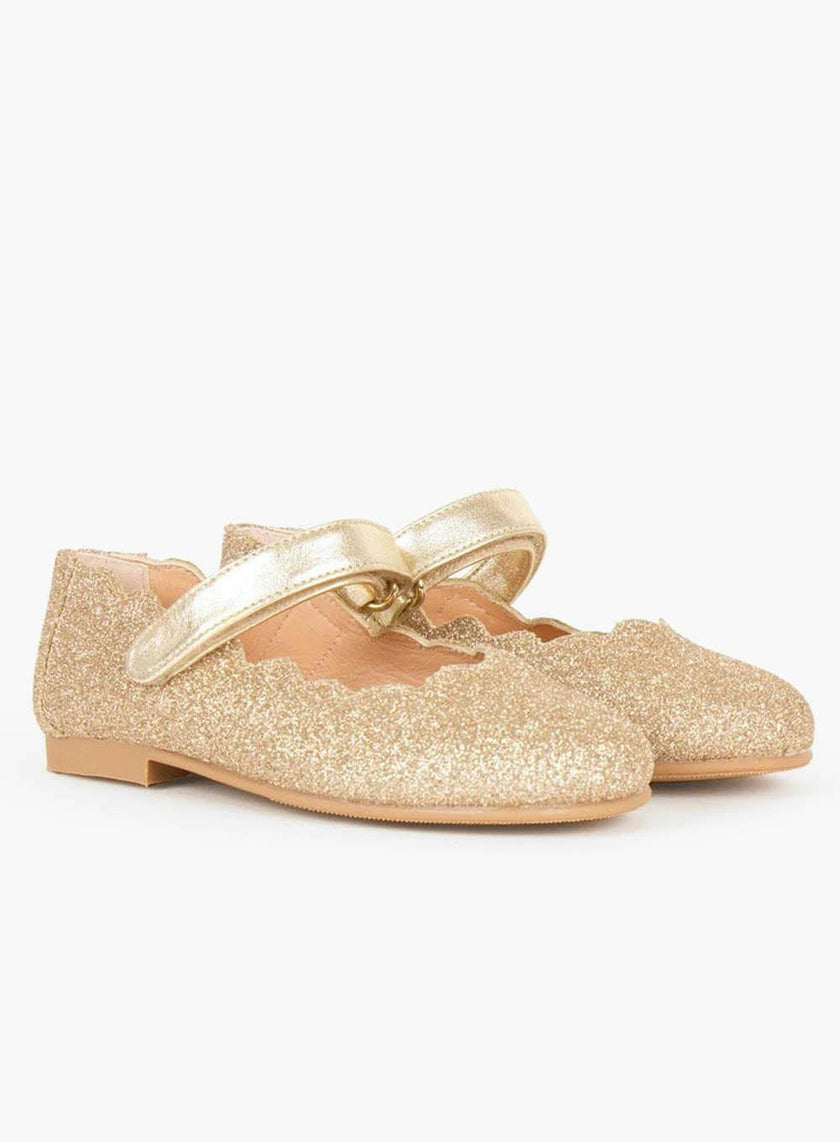 Hampton Classics Lilly Party Shoes in Gold Sparkle