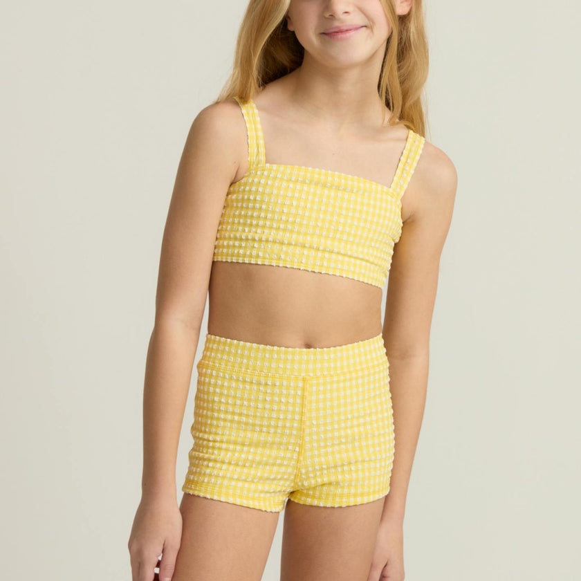 girls soleil gingham bandeau bikini and swim short