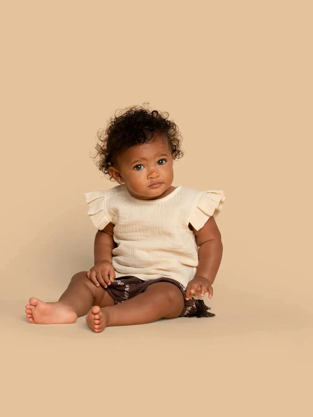 Baby Girls Gauze Double Side Tassel-Tie Bloome
