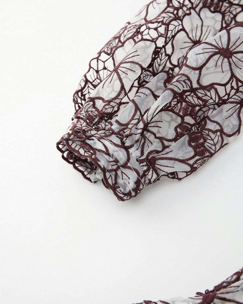 Chelsea Cotton Embroidered Dress, Wine