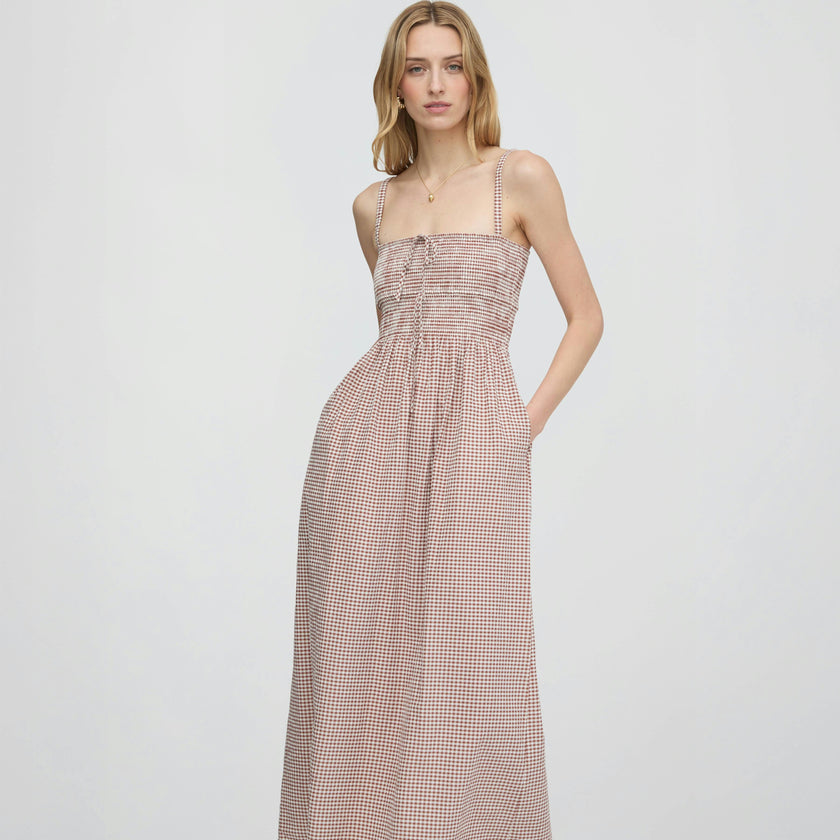 The Larissa Nap Dress - Cognac Gingham