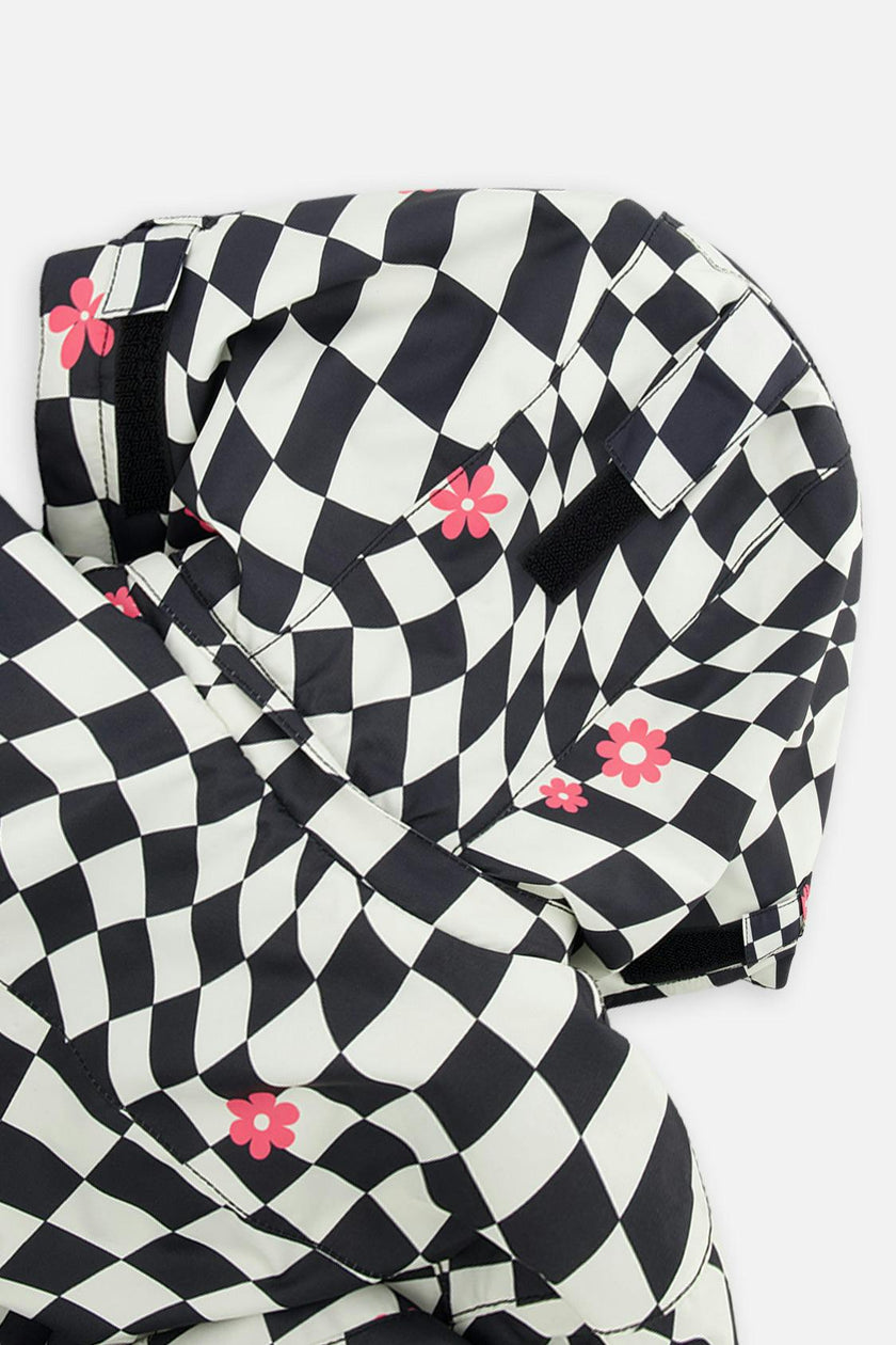 Two Piece Teknik Snowsuit White And Bright Pink Checkered Print